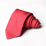 Red With White Dotted Printed Tie