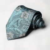 Sea Green Flower Printed Tie