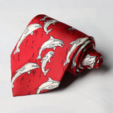 Red With Dolphin Printed Tie