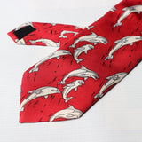 Red With Dolphin Printed Tie - YNG Empire