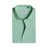 Premium Green Base With White Stripes Formal Shirts For Men 15/5 - YNG Empire