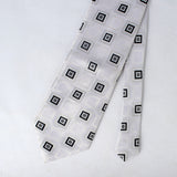 White With Black Box Printed Tie - YNG Empire