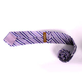 Purple With White Stripe Tie - YNG Empire