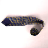 Blue With Golden Zik Zak Lines Tie - YNG Empire