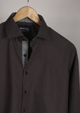 Dark Grey Formal Shirt For Men with Printed Detailing's - YNG Empire