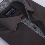 Dark Grey Formal Shirt For Men with Printed Detailing's - YNG Empire