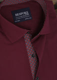 Maroon With Printed Contrast Formal Shirt For Men 18.0