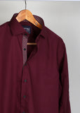 Maroon With Printed Contrast Formal Shirt For Men - YNG Empire