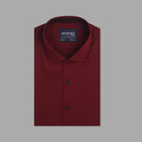 Maroon Self Printed Formal Shirt For Men 15.5