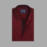 Maroon Self Printed Formal Shirt For Men 15.5