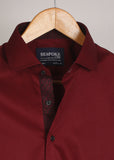 Maroon Self Printed Formal Shirt For Men 15.5