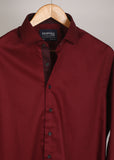 Maroon Self Printed Formal Shirt For Men 15.5