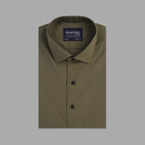 Army Green Formal Shirt For Men With Floral Contrast - YNG Empire