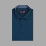 Teal Blue Formal Shirt With Collar Detailing For Men - YNG Empire