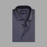 Grey Designer Formal Shirt With Collar Detailing For Men - YNG Empire