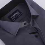 Grey Designer Formal Shirt With Collar Detailing For Men - YNG Empire