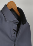 Grey Designer Formal Shirt With Collar Detailing For Men - YNG Empire