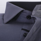 Grey Designer Formal Shirt With Collar Detailing For Men - YNG Empire