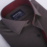 Dark Gray Formal Shirt With Collar Detailing For Men - YNG Empire