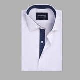 White Formal Shirt With Collar Detailing For Men - YNG Empire