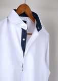 White Formal Shirt With Collar Detailing For Men - YNG Empire