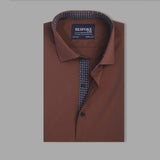 Brown Formal Shirt With Collar Detailing For Men (15 collar) - YNG Empire