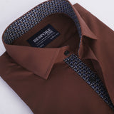 Brown Formal Shirt With Collar Detailing For Men (15 collar) - YNG Empire