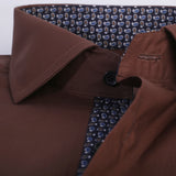 Brown Formal Shirt With Collar Detailing For Men (15 collar) - YNG Empire