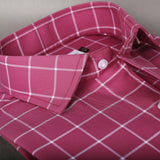 BLUSH PINK CHECKERED PREMIUM FORMAL SHIRT - YNG Empire