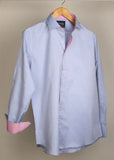 Lilac Formal Shirt With Pink Collar Detailing For Men - YNG Empire