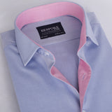 Lilac Formal Shirt With Pink Collar Detailing For Men - YNG Empire