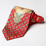 Red Printed Silk Casual Tie