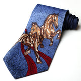 Blue With Horse Printed Casual Tie - YNG Empire