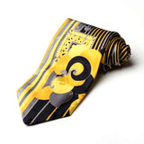 Yellow & Black Printed Casual Tie - YNG Empire