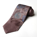 Brown With Flower Printed Tie - YNG Empire