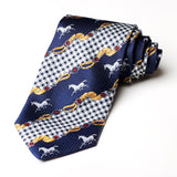 Blue & White With Horse Printed Tie - YNG Empire