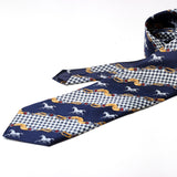 Blue & White With Horse Printed Tie - YNG Empire