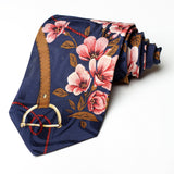 Neavy Blue Flower Printed Tie - YNG Empire