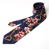 Neavy Blue Flower Printed Tie - YNG Empire