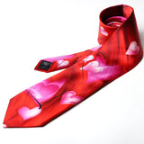 Red With Pink Heart Printed Tie - YNG Empire