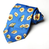 Blue With Yellow Flower Printed Tie - YNG Empire