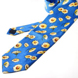 Blue With Yellow Flower Printed Tie - YNG Empire