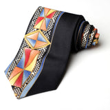 Black With Multi Color Printed Tie - YNG Empire