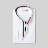 Premium White Formal Shirt with Blue and Red Sports