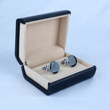 YNG Black And Silver Stainless Steel Cufflink For Men