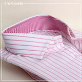 Premium White Base And Pink Stripe Formal Shirt For Men With Contrast In Band 15/5 collatr - YNG Empire