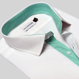 Premium White Formal Shirt with Sea Green Micro Checkered Details - YNG Empire