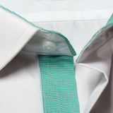 Premium White Formal Shirt with Sea Green Micro Checkered Details - YNG Empire