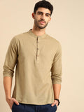 Men Casual Men Khaki Pure Cotton Shirt Kurti Style