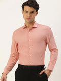 Peach Solid Athletic Fit Formal Shirt For Men